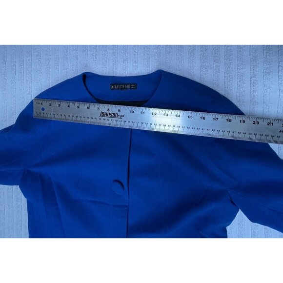 Lafayette 148 New York Womens Blue Virgin Wool Button-Front Career Jacket Blazer - Picture 6 of 9